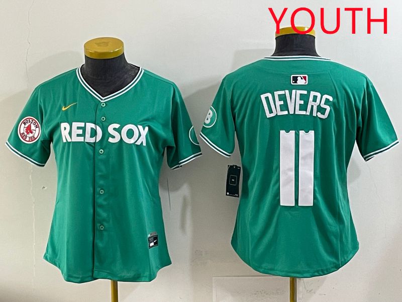 Youth 2025 Boston Red Sox #11 Devers Dark Green Joint Name Nike MLB Jersey style 8